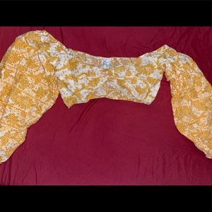 Yellow Top Shop Sleeved Crop Top!